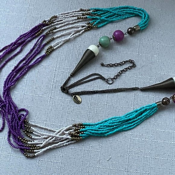 Vintage ZAD Women Necklace Statement Multi Color Beads Long Necklace Jewelry - Picture 5 of 7